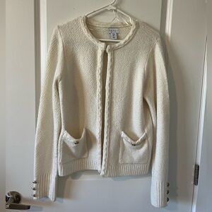 Nicole Miller Sweater with Gold Buttons Old Money Aesthetic